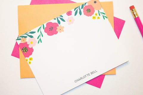 Personalized Stationery - Set of 10 Flat Note Cards